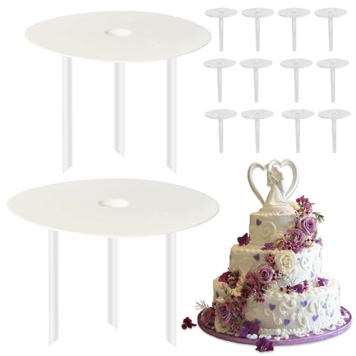 Planches à Gâteaux, Support Gateau, 6 pcs Base de Gâteau (16/20cm),100pcs Goujons à Gâteau, Support à Gâteau Multicouche pour Construction et l'empilage de Gâteaux à Plusieurs Niveaux