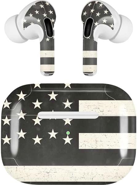 Skinit Decal Audio Skin Compatible with Apple AirPods Pro - Black & White USA Flag Design