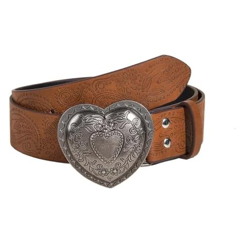 Yalice Heart Western Leather Belt for Jeans Cover
