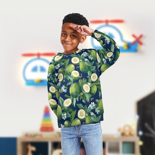 JUNZAN Fresh Feijoa Fruit Royal Blue Kids Boys Hooded Sweatshirt Crewneck Hoodies for Girls Sports 4T4