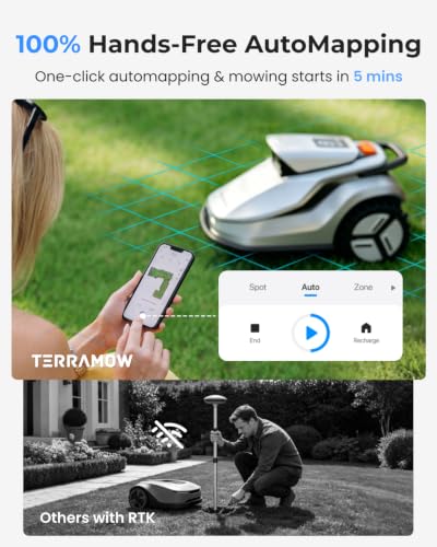 Image of TerraMow V1000 Robotic Lawn Mower with Garage, Tri-AI Vision, No Wire /RTK /Signal Issues, Auto Mapping, Max 0.3 Acres, Vision Navigation, AI Obstacle Avoidance, 100% Hands-Free for Complex Gardens
