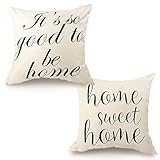 CDWERD 2pcs Farmhouse Pillow Covers 18 x 18 inches White Throw Pillow Covers with writing for Home...