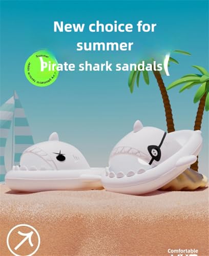 Pirate Shark Slides,Big Eye Shark Slides,Anti-Slip Open Toe Cloud Shark Super Soft Slippers Sandals for Indoor & Outdoor3