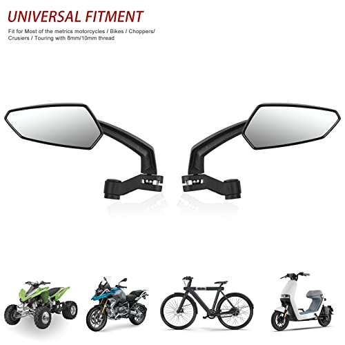 Atv Motorcycle Mirrors Universal 8Mm 10Mm 360 Degrees Compatible With Scooter Moped Dirt Bike Cruiser Cruiser Chopper Polaris Sportsman Honda Grom Yamaha Kawasaki #TOP3