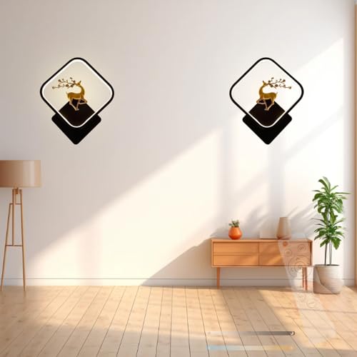 Lampara de pared ciervo negro para dormitorio y salon acogedor
