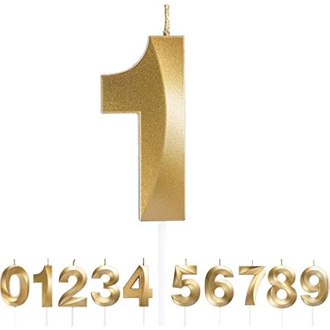 URAQT Gold Glitter Birthday Number Candles Cover