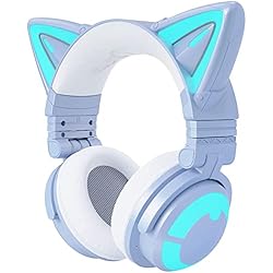 Amazon.com: YOWU RGB Cat Ear Headphones 3G Blue and Crystal