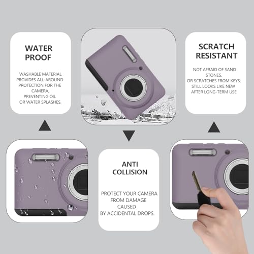 Image of Case for Kodak PIXPRO FZ55,FZ55 accessories,Soft Silicone Protective Case,Comes with 2 Screen Protectors and 1 Wrist Strap - Rose grey