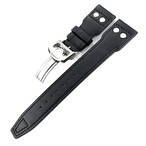 Bracelet de montre en cuir 22 mm CZKE noir compatible Portugieser et Portofino