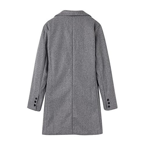 Mens Wool Blend Trench Coat Mid-Length Notched Collar Long Top Pea Coats Business Single Breasted Jacket Overcoat4