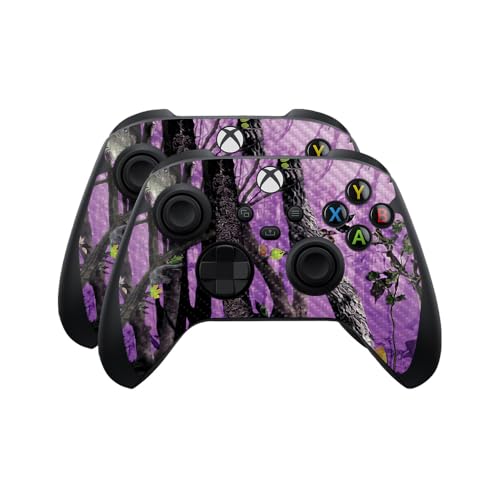 Carbon Fiber Skin Compatible with Microsoft Xbox Series X|S Controller (2 Pack) - Purple Tree Camo - Premium 3M Vinyl Protective Wrap Decal Cover - Easy to Apply | Crafted in The USA by MightySkins