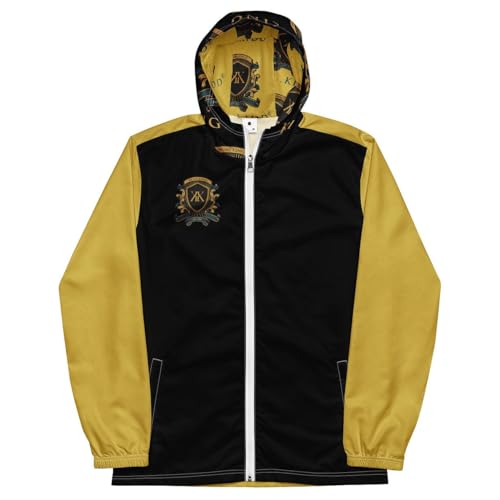 Royalty Collection Unisex Lightweight Windbreaker Jacket, Water-Resistant, 100% Polyester Full-Zip Hooded with Mesh Lining
