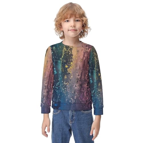 Rainbow GlitterChildren's Casual Pullover Sweatshirt Loose Fit10-12Y