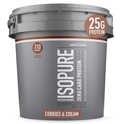 Isopure Zero Carb, Vitamin C and Zinc for Immune Support, 25g Protein, Keto Friendly Protein Powder, 100% Whey Protein Isolate, Flavor: Cookies & Cream, 7.5 Pounds (Packaging May Vary)