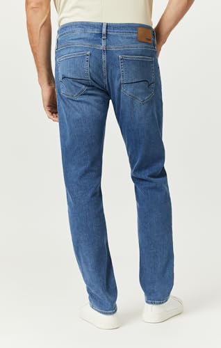 Mavi Zach Men's Relaxed Straight Leg Jeans, Mid Rise Jeans for Men, Mid Brushed Feather Blue, 40 x 323