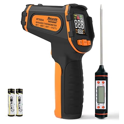 Mecurate Digital Infrared Thermometer Gun Non Contact Laser Temperature Gun -58℉~1112℉(-50℃~600℃) Adjustable Emissivity & Max Measure for Cooking/BBQ/Freezer with Food Thermometer… Cover