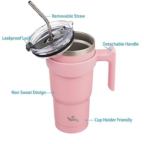 Image of Konokyo 20 oz Tumbler with Handle and Straw, Insulated Travel Mug