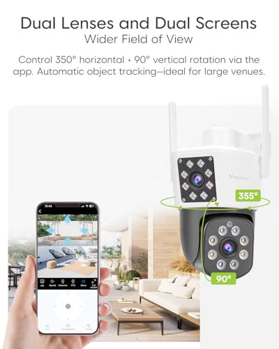 Image of VSTARCAM 2MP+2MP Outdoor Security Camera, 2K Dual Camera, 360 Monitoring, Custom Alarm Sound, Full Color Night Vision, 2-Way Audio, 2.4GHz WiFi, PIR Motion Sensor,Real Time Notifications