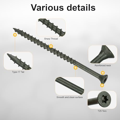 Image of Wood Screws #10 x 3-1 /2'', T25 Star Torx Drive Flat Head Deck Screws, Green, 58Pcs (1lb)