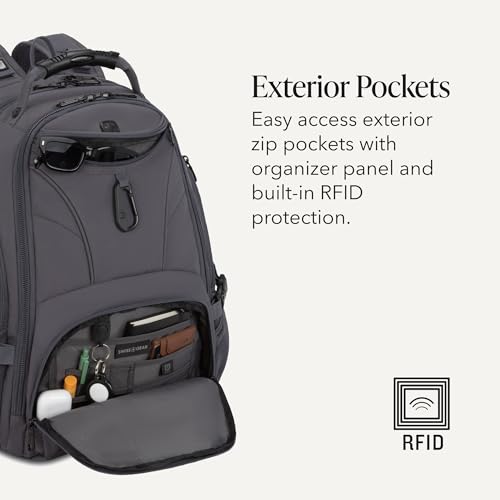 Image of SWISSGEAR 1900 ScanSmart Laptop Backpack, Fits Most 17-Inch Laptops, TSA-Friendly Lay-Flat Design, RFID Protection, and Tablet Pocket, Black, 31L, 18.5-Inch