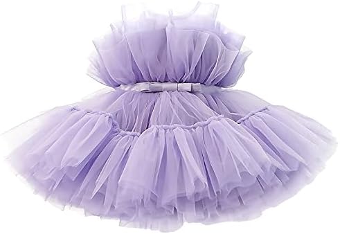 TTYAOVO Baby Girl Birthday Party Tutu Princess Bowknot Dress Wedding Gown 766_C Purple Size(90) 12-24 Months