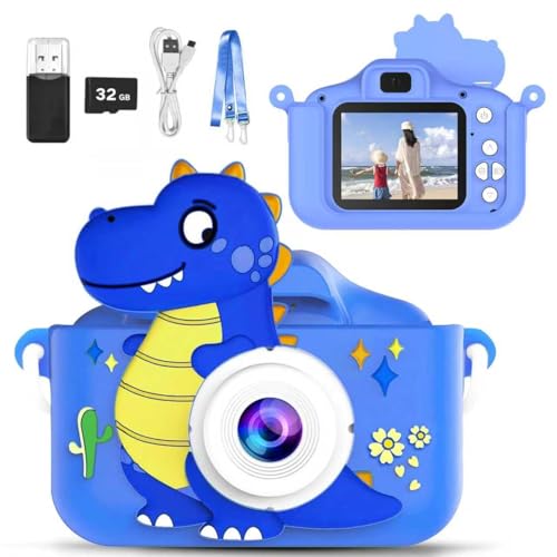 Kids Toy Camera Digital Camera for Toddlers Portable Digital Camera with Video for Boys and Girls Aged 3-12 Christmas Birthday Gift for Kids with 32G SD Card and USB Reader (Blue)