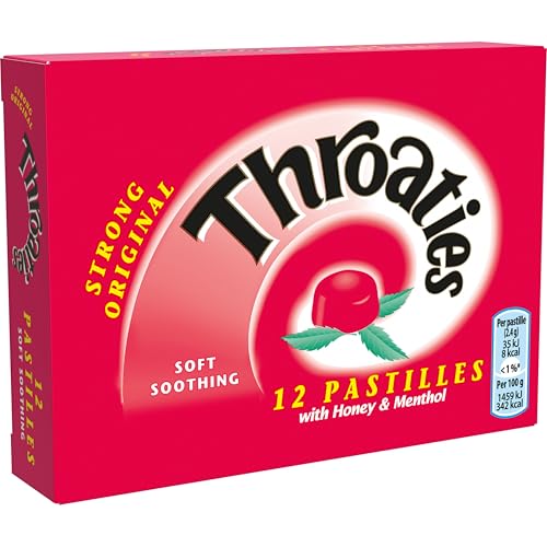 Throaties Strong Original Flavour Soft Soothing Pastilles with Honey & Menthol, 12 Pastilles