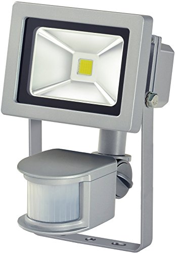Preisvergleich Produktbild Brennenstuhl Chip-LED-Leuchte / LED Strahler mit Bewegungsmelder Infrarot für außen (Außenstrahler 10 Watt, LED Fluter Tageslicht, IP44) Farbe: silber