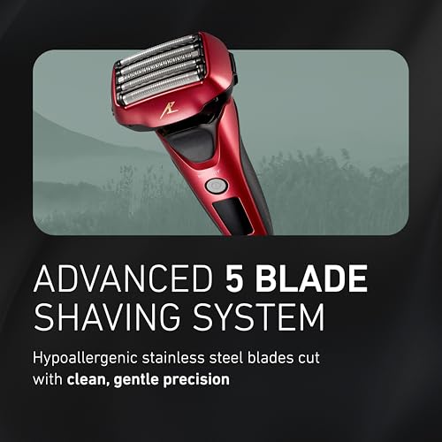 Image of Panasonic ARC5 Electric Razor for Men Face, Wet & Dry Shavers for Men with Foil Shaver, Pop-up Trimmer, Ultra-Fast 5-Blade, Smart Shave Sensor, 16D Flexible Pivoting Head - ES-ALV6HR (Red)