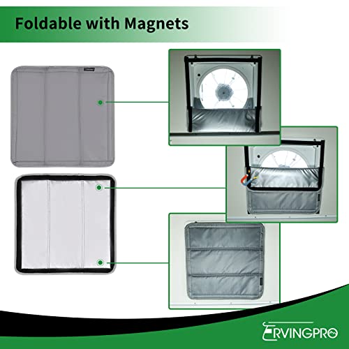 Rvingpro Magnetic Rv Window Shade 16"X16", Double-Side Foldable Rv Vent Blackout Shade, Reflective Rv Skylight Shade Cover For Inside Camper, With Storage Bag & Velcro, Sliver Grey #TOP2