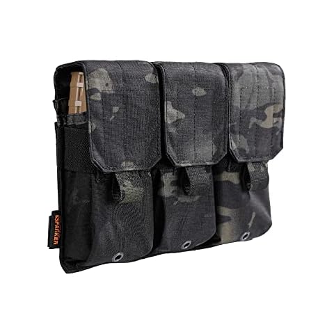 EXCELLENT ELITE SPANKER Tactical Molle Single/Double/Triple Mag Pouch for M4 M14 M16 AR15 AR10 G36 Magazine Holds 2 Mags(Multicam Black) Cover
