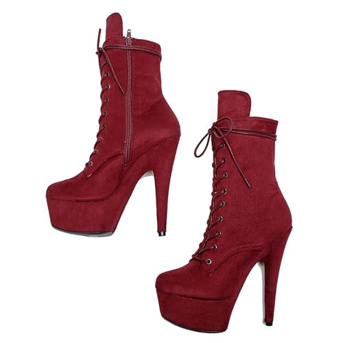 Image of WUXIN H&P 6 in Pole Dance Boot Shoes For Women,Exotic Stiletto Shoes Platform,Stiletto Platform Pole Dancing Ankle Boots Heels