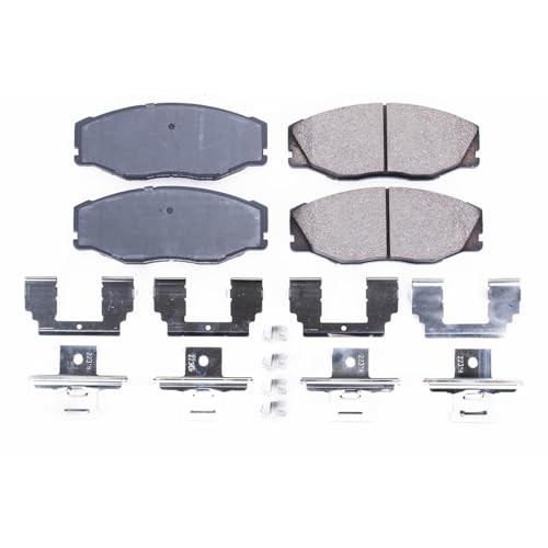 Image of PowerStop Front Brake Pads for Toyota T100 1993-98 - Z17 Ceramic Brake Pads with Installation Hardware, 17-604