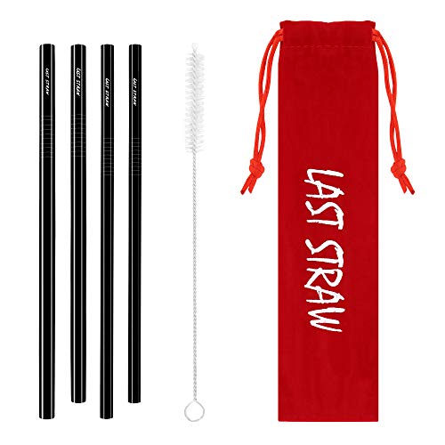 SET DE 4 PITILLOS METÁLICOS REUTILIZABLES NEGROS PORTÁTILES miniatura 1