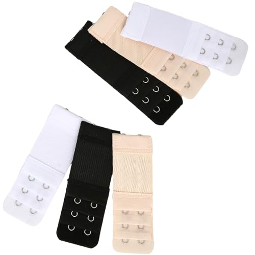 Image of Bra Strap Extenders, Women Elastic Extensions Bra Extender Set, 6 Piece,Skin,White,Black