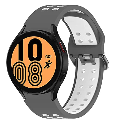 Image of FOLX FAG05 Sport Ni-ke Airhole Silicone Strap Compatible for Samsung Galaxy Watch 4 Band & Galaxy Watch 5 Band 44mm 40mm /Watch 5 Pro Bands 45mm /Galaxy Watch 4 Classic Bands 46mm 42mm,20mm Sport Strap Wristbands for Men Women Unisex (GREY & WHITE)