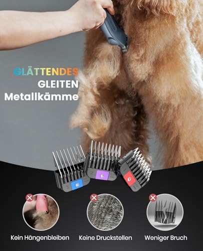 Oneisall Hundeschermaschine profi 1 Akkus, 2-Gang Schermaschine Hund Katze, Hundetrimmer Leise für Dickes, Langes und Lockiges Tierhaare, mit Karbonstahl-Klingenkamm