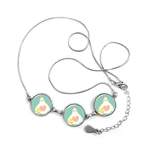 Pendentif de Pâques religion avec illustration poulet vert et coeur sur chaîne