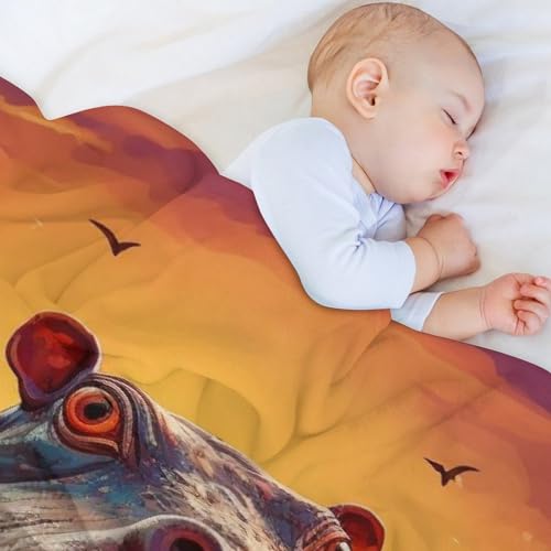 Couverture motif hippopotame pour des nuits tendres