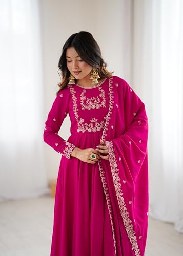 Image of ZUVAANYA Ready To Wear Indian /Pakistani Party Wear Women's Embroidery Faux Georgette Anarkali Floral Gown For Women