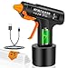 Produktbild BURNNOVE Heißklebepistole Akku Klebepistole 5000mAh Akku 15s Schnelles Aufheizen Typ-C Wiederaufladbar 25 Heißklebesticks Intelligente Abschaltung Für DIY Kunst, Handwerk und schnelle Reparaturen