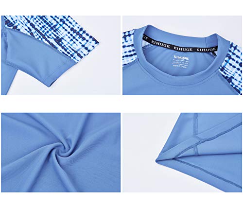 HUGE SPORTS Men's Rash Guard Short Sleeves UPF 50+ UV Sun Protection Quick Drying Splice Compression Swim Shirts4