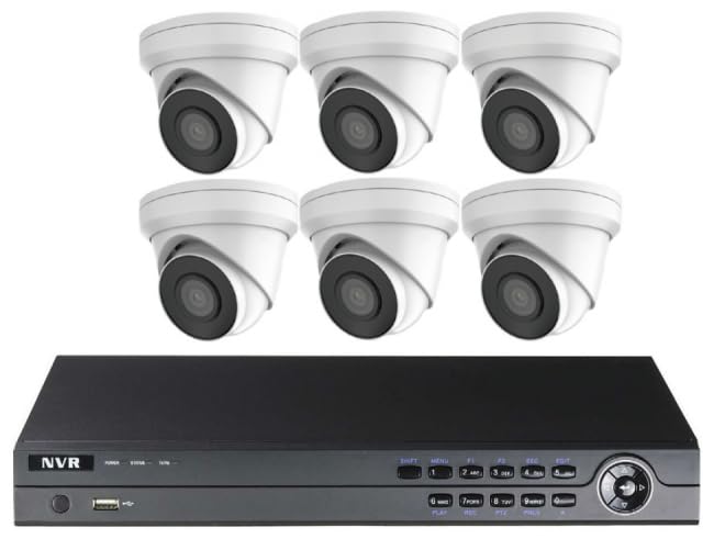 CCTVWHOLESALEOUTLET 8CH 2MP IP Security Camera Kit with 2.8mm Fixed Lens 6 Turrets and 4K PoE NVR – Built-in Mic, 100FT IR, H.265+