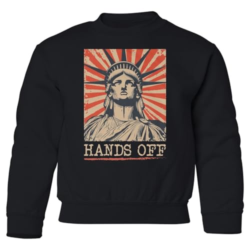 Hands Off Statue of Liberty Design - Anti 47 Protest Youth Crewneck Sweatshirt