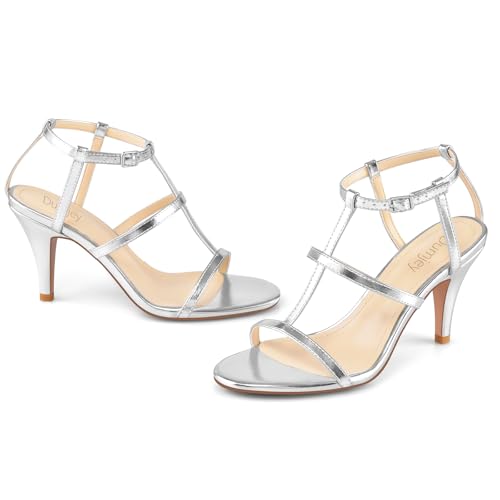 Black Heels, Strappy Heel Sandals, T-strap Heels for Women Open Toe High Heeled Gladiator Dressy Shoes4