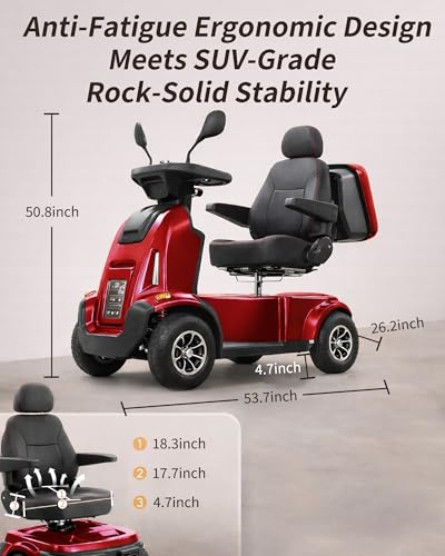 Image of Heavy Duty All-Terrain Mobility Scooters for Adults & Seniors, 1000W Motor, 550LBS Capacity, 32 Miles Long Range & 9MPH, FDA Cleared, 13 inch Air Tires with Full Suspension, USB, Large Storage