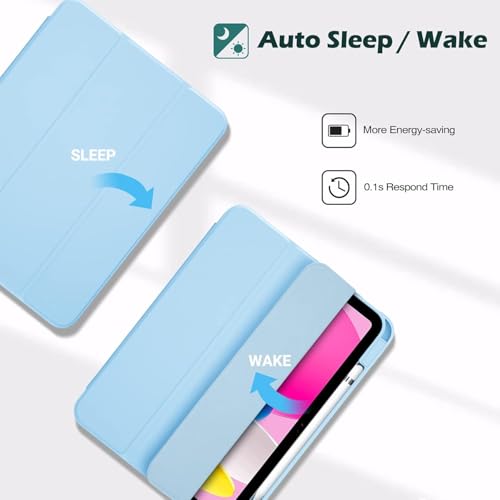 Image of MOCA Case for iPad (A16) 11th Generation 11 Inch 2025 10th Generation Case 2022, iPad 10.9 Inch Cover with Clear Transparent Back and TPU Shockproof Frame Cover - Aqua Blue