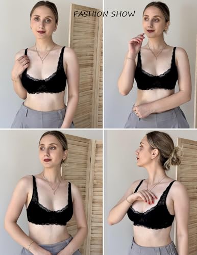 Avidlove Lace Bralettes for Women Sexy Demi Balconette Push Up Underwire Bra Lingerie3