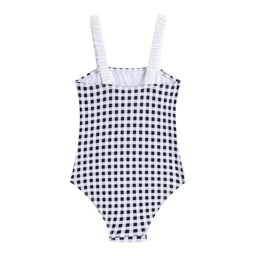 Image of LIZENS Girls One Piece Swimwear Checker Print Ruffles Bathing Suit for Kids Size 2-12