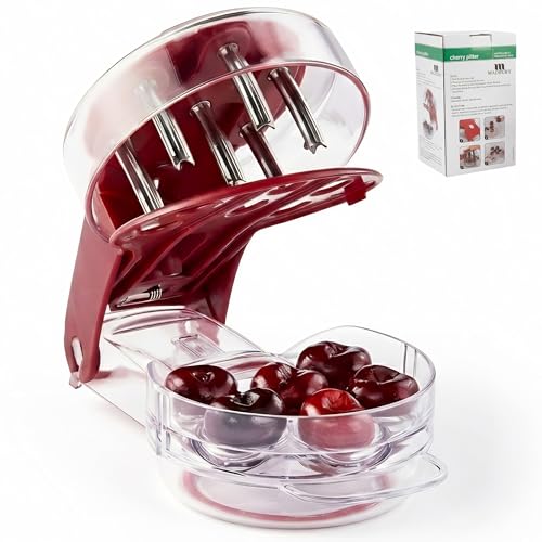 Cherry Pitter Tool with Tray (Pits 6 Cherries)